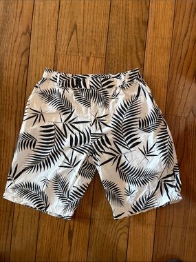 Control Sector Black and White Tropical Print Swim Shorts Size M